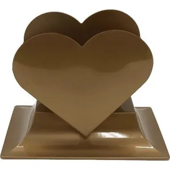 Obal na květináč Obal plastový - stojící srdce, zlatá