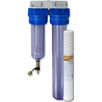 Ochranný vodní filtr AQUA / Pentair DUPLEX WASH 20SL, základní předfiltr s proplachem, připojení 3/4"