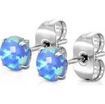 Ocelové náušnice s modrými opály 4 mm