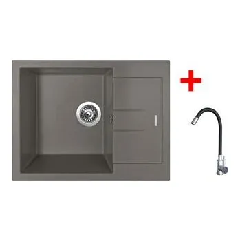 Granitový dřez Sinks AMANDA 650 Truffle + Elasta nerez/černá