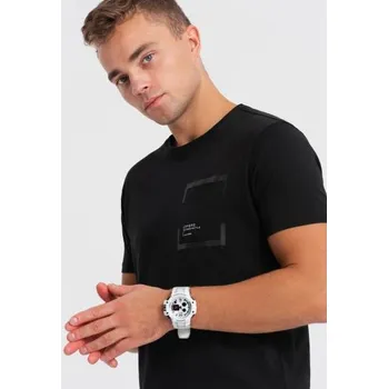 Pánské bavlněné tričko s kapsou V1 OM-TSPT-0154 černé