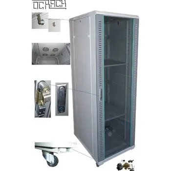 Rozvaděč OCRACK 19" OCC-18U-68SBK rozvaděč stojanový 18U/600x800 skleněné dveře