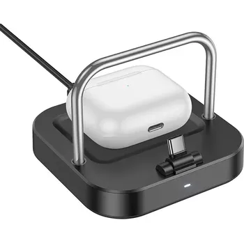 Stolní nabíječka HOCO 2v1 typ C + bezdrátové nabíjení 5W PD QC 3A 30W CQ16B černá