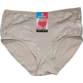 Dámské kalhoty Dámské kalhotky do pasu s krajkou 6911 krémová 599-22