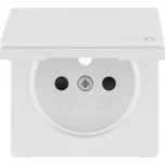 Centrální díl pro zásuvku se zemnícím kolíkem s víčkem , Berker Q.1/Q.3/Q.7/Q.9 Barva: Bílá, Povrch: Sametová