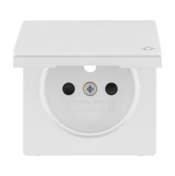 Elektrická zásuvka Centrální díl pro zásuvku se zemnícím kolíkem s víčkem , Berker Q.1/Q.3/Q.7/Q.9 Barva: Bílá, Povrch: Sametová