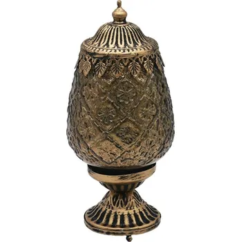 Vánoční dekorace Hnědá skleněná svítící LED lucerna Balli - Ø 8*19 cm