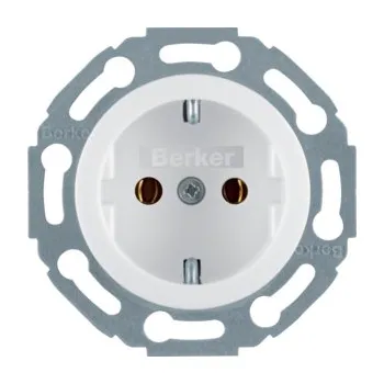 Elektrická zásuvka Zásuvka SCHUKO se šroubovými svorkami, montážní variabilita 45°, Berker 1930/Glas Barva: Bílá, Povrch: Lesk