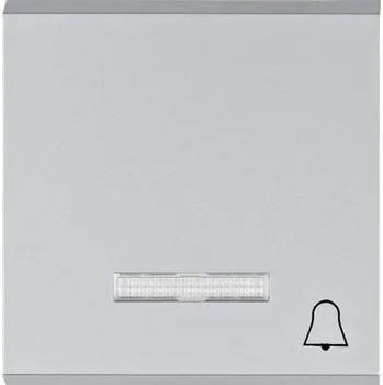 vypínač Hager Klapka s podsvětlením a symbolem „Zvonek”, Lumina, stříbrná mat