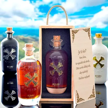 výroba alkoholu Rum Bumbu v Dárkové Kazetě Standardní víko