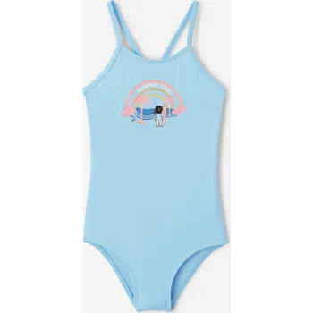 Dámské plavky DECATHLON Dívčí jednodílné plavky Hanalei Summer Vibes 5-6 LET MODRÁ