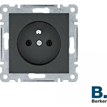 Elektrická zásuvka Berker Zásuvka se zemnícím kolíkem, clonkami a přep. ochranou Barva: Antracit, Povrch: Mat