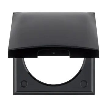 Elektrická zásuvka Berker Rámeček 1-násobný s víčkem, Integro Flow/Pure, černá, lesk