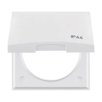 Elektrická zásuvka Berker Rámeček 1-násobný s víčkem, potisk "IP44", Integro Flow, bílá, lesk