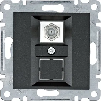 Elektrická zásuvka Hager Zásuvka 1x F-konektor, Lumina, černá mat