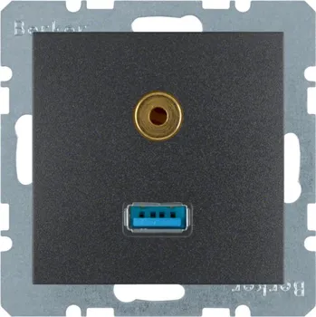 Elektrická zásuvka USB/3,5 mm zásuvka audio Berker S.1/B.3/B.7 Barva: Antracit, Povrch: Mat