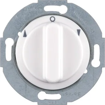 Elektrická zásuvka Berker Přepínač, žaluziový, s centrálním dílem a otočným knoflíkem, 2p, serie 1930/glas Barva: Bílá, Povrch: Lesk