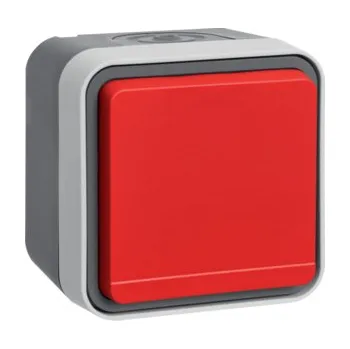 Elektrická zásuvka Zásuvka SCHUKO a červenou klapkou, komplet., IP 55, Berker W.1, sv. šedá, mat