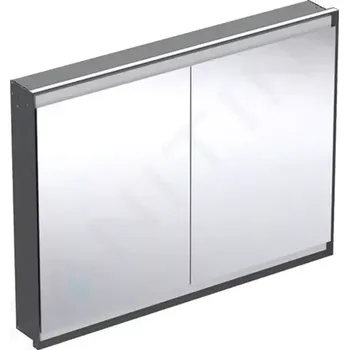 Koupelnový nábytek Geberit ONE Zrcadlová skříňka s LED osvětlením, 120x90x15 cm, 2 dvířka, vestavná, matná černá, 505.805.00.7