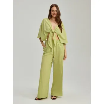 Dámské kalhoty Kalhoty s širokými nohavicemi - XS - House - vybledlé zelené - 799EA-07X