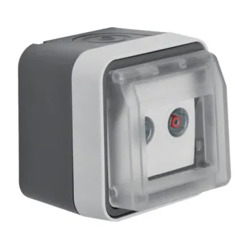 Elektrická zásuvka Zásuvka, antenní TV-R, koncová, komplet., IP 55, Berker W.1, sv. šedá, mat