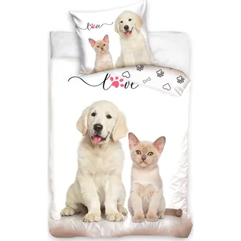 Bytový textil Bavlněné povlečení Štěňátko a Koťátko