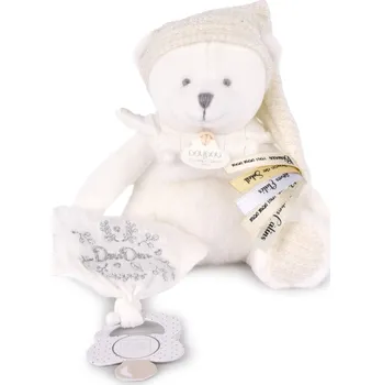 Hračka pro nejmenší Doudou Dárková sada Plyšový medvídek s čepičkou a dečkou béžový