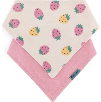 dětská jídelní sada PETITE&MARS Bryndák bandana Luke 2 ks Beige Strawberies&Dusty Rose 3m+ (412820)