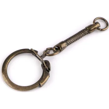 Přívěsek Přívěsek na klíče s karabinou a poutkem, barva 3 staromosaz