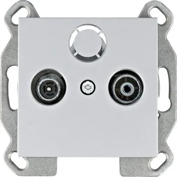 Elektrická zásuvka Hager Zásuvka TV+R průchozí, Lumina, stříbrná mat