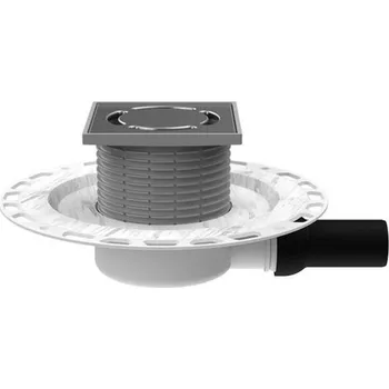 kanalizace HL Primus blue (Suchý sifon) podlahová vpust, vodorovný odtok DN40, nakašírovaná textilie na iz. přírubě, 123x123 mm/115x115 mm