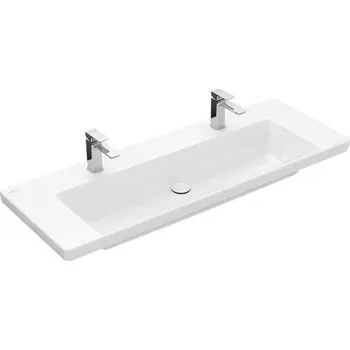 Umyvadlo Villeroy & Boch Subway 3.0 umyvadlo 130x47 cm, 2 otvory pro baterii, bez přepadu, bílá Alpin