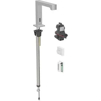 Vodovodní baterie Geberit Brenta stojánková umyvadlová baterie, napájení z generátoru, pro funkčním box pod omítku, se směšovačem, nerezová ocel kartáčovaná easy-to-clean
