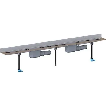 HL Liniový odtokový žlab do sprchových koutů z nerezové oceli k zabudování ke stěně včetně odtoku DN50, bez krytu žlábku, délka 1300mm