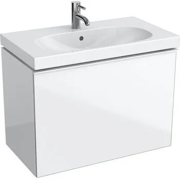 Geberit Acanto skříňka pod umyvadlo, se zásuvkou a vnitřní zásuvkou, zkrácené vyložení 74x41,6x53,5 cm, lakovaný s&nbsp;vysokým leskem/bílý, sklo lesklé/bílé