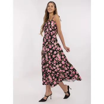 Dámské šaty Černé květinové šaty s potiskem růží MI-