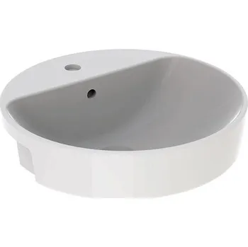 Umyvadlo Geberit VariForm kulaté umyvadlo polozápustné 50x50cm, s přepadem, s otvorem pro baterii, bílá