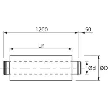 Kouřovod Absorbční tlumič hluku spalin Almeva 1,25 m, ASD / 80