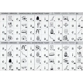 Domino - obrázek - samohláska,geometrické tvary Škola hrou
