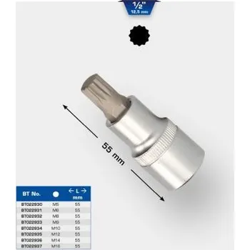 Brilliant Tools BT022934 Nástrčný ořech s bitem 1/2", mnohozub, délka 55 mm, M10