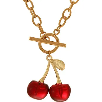 Náhrdelník Náhrdelník Cherry s předním zapínáním zlatý