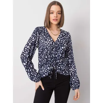 Tmavě modrá dámská halenka s potiskem DHJ-