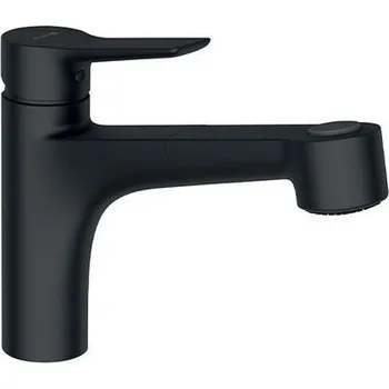 Vodovodní baterie Kludi Mix dřezová jednopáková baterie DN 15, výsuvná sprška, černá mat