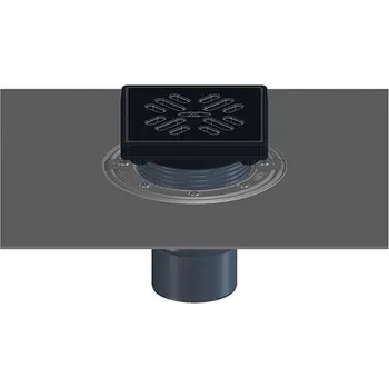 Kanalizační potrubí HL Dvorní a terasový vtok DN75/110 se svislým odtokem a asfaltovou manžetou, ZU - suchá klapka, litinový rám 190x190 mm