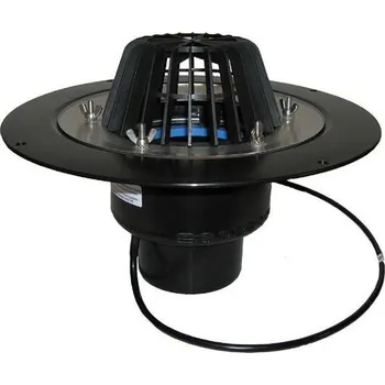 kanalizace HL Střešní vtok DN110 s PVC pevnou izolační přírubou a s elektrickým ohřevem (10-30W, 230V)