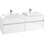 Villeroy & Boch Collaro skříňka pod umyvadlo, 160x50x54,8 cm, 2 otvory, 4x zásuvka, Glossy White