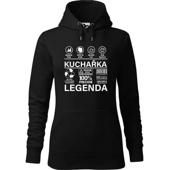 Dámská mikina DOBRÝ TRIKO Dámská mikina s potiskem Kuchařka legenda Velikost dámské mikiny: L, Barva: Černá