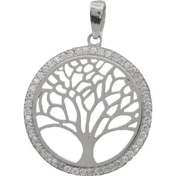 Přívěsek Zlatý přívěsek z bílého zlata se zirkony strom života 2694ZEMW (585/1000) 1.75 g