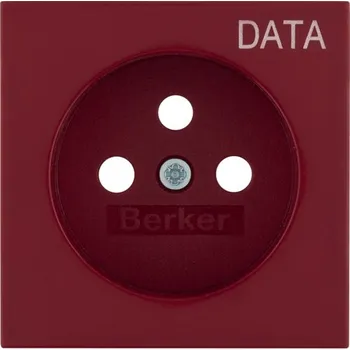 Elektrická zásuvka Berker Centrální díl s popisem “DATA” pro zásuvku s ochranným kolíkem Barva: Červená, Povrch: Lesk