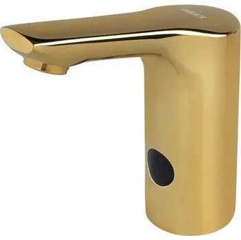 Vodovodní baterie Sanela Automatická umyvadlová baterie s elektronikou ALS pro teplou a studenou vodu, gold, 6 V SLU 62GB